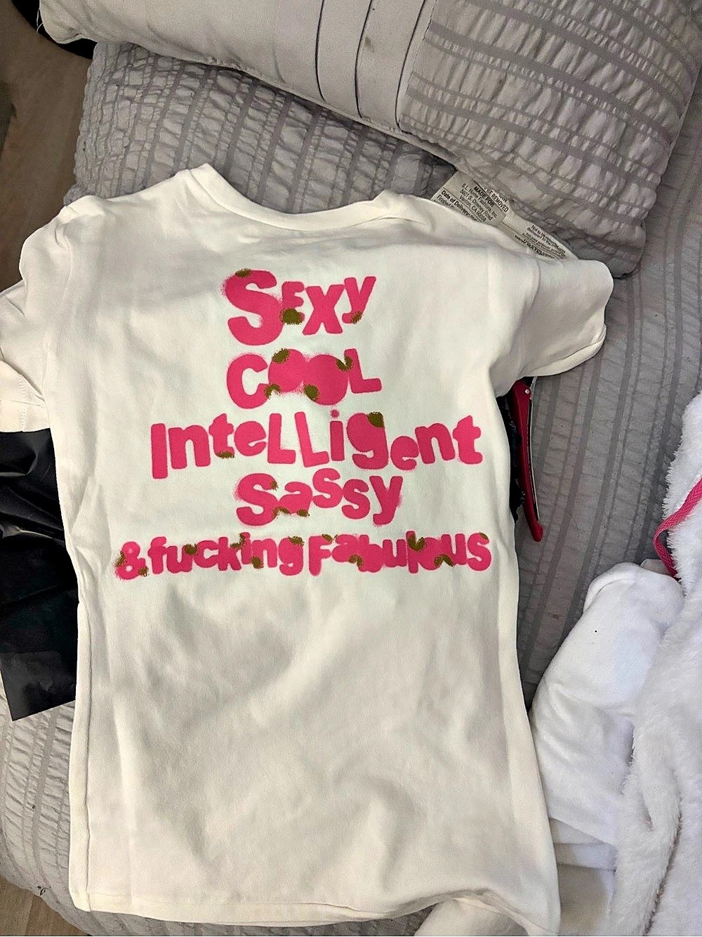 Nyla Lynn SO ME TEE Graphic Tee in White & Pink